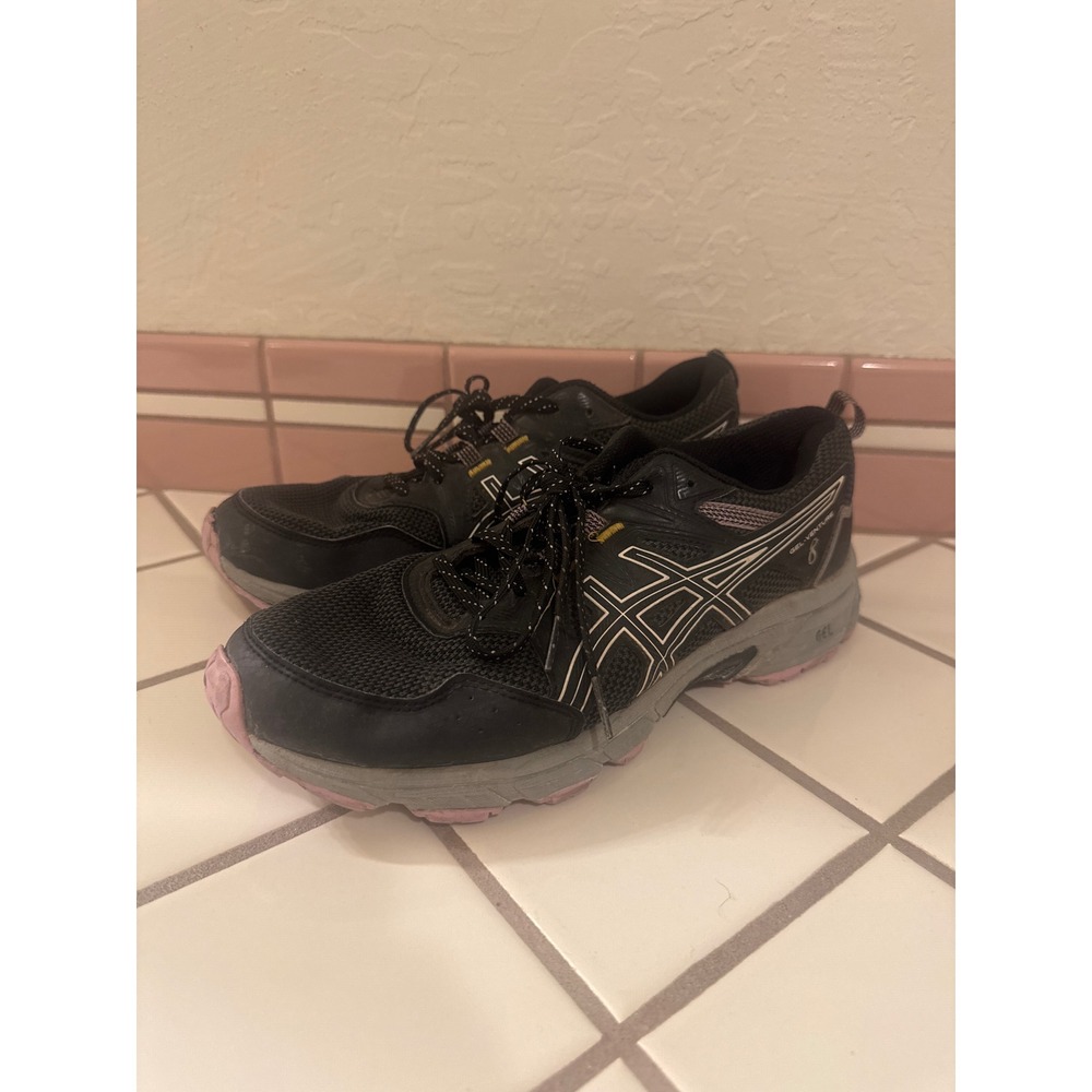 ASICS GEL Venture 6 Women's Trail Running Shoes Black Gray‎ Pink